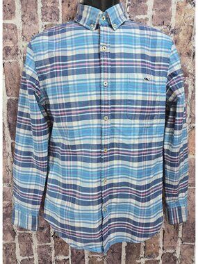 Vineyard Vines Slim Fit Tucker Shirt Small Blue Pink Plaid Button Down